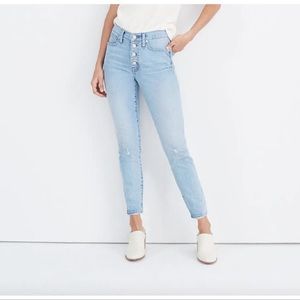 Madewell 9” High Rise Cropped Exposed Button Skinny Jeans